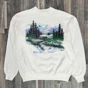 🔥 Vintage 1993 Blue Ridge Mountains NATURE Graphic Crewneck Sweatshirt XL - EUC